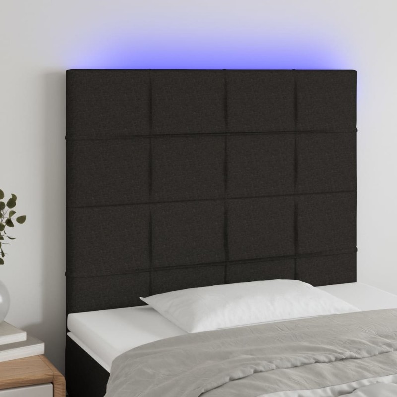 vidaXL LED Kopfteil Schwarz 100x5x118/128 cm Stoff vidaXL LED Kopfteil Schwarz 100x5x118/128 cm Stoff
