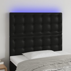 vidaXL LED Kopfteil Schwarz 90x5x118/128 cm Kunstleder