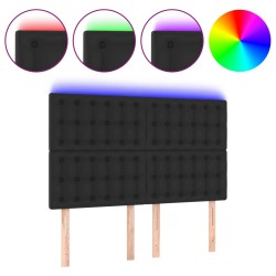 vidaXL LED Kopfteil Schwarz 144x5x118/128 cm Kunstleder