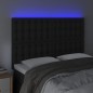 vidaXL LED Kopfteil Schwarz 144x5x118/128 cm Kunstleder