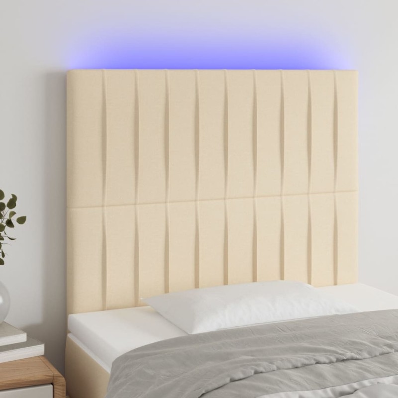 vidaXL LED Kopfteil Creme 90x5x118/128 cm Stoff