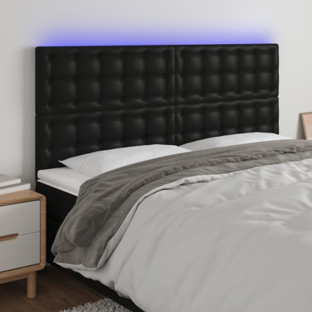 vidaXL LED Kopfteil Schwarz 200x5x118/128 cm Kunstleder