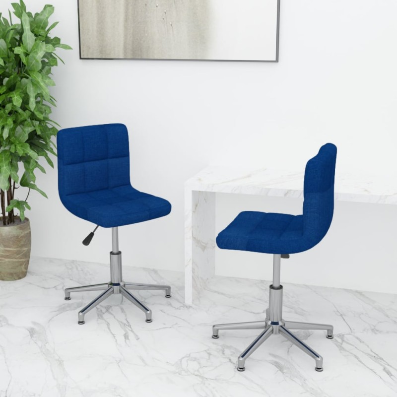 Esszimmerstühle 2 Stk. Drehbar Blau Stoff Esszimmerstühle 2 Stk. Drehbar Blau Stoff