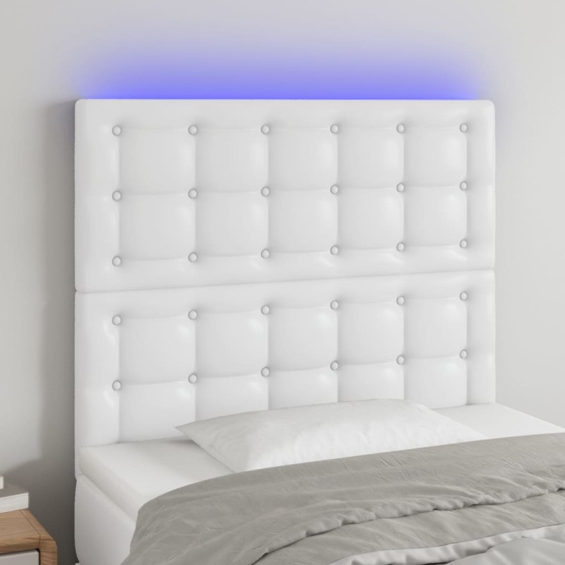 vidaXL LED Kopfteil Weiß 100x5x118/128 cm Kunstleder vidaXL LED Kopfteil Weiß 100x5x118/128 cm Kunstleder