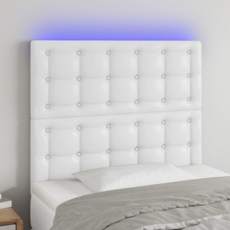 vidaXL LED Kopfteil Weiß 100x5x118/128 cm Kunstleder