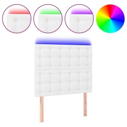 vidaXL LED Kopfteil Weiß 100x5x118/128 cm Kunstleder