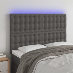 vidaXL LED Kopfteil Grau 144x5x118/128 cm Kunstleder