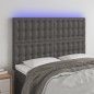 vidaXL LED Kopfteil Grau 144x5x118/128 cm Kunstleder