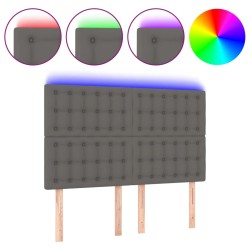 vidaXL LED Kopfteil Grau 144x5x118/128 cm Kunstleder