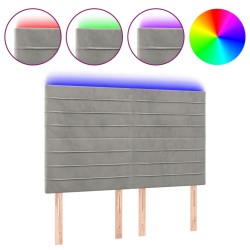 vidaXL LED Kopfteil Hellgrau 144x5x118/128 cm Samt