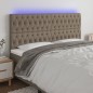 vidaXL LED Kopfteil Taupe 200x7x118/128 cm Stoff