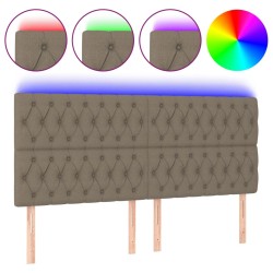 vidaXL LED Kopfteil Taupe 200x7x118/128 cm Stoff