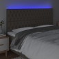 vidaXL LED Kopfteil Taupe 200x7x118/128 cm Stoff