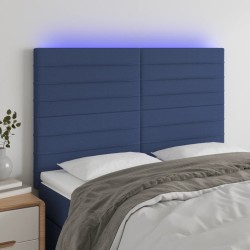 vidaXL LED Kopfteil Blau 144x5x118/128 cm Stoff