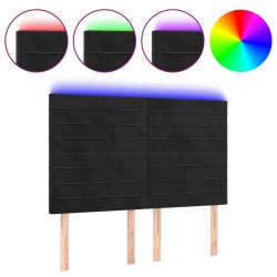 vidaXL LED Kopfteil Schwarz 144x5x118/128 cm Samt