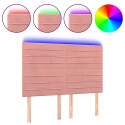vidaXL LED Kopfteil Rosa 144x5x118/128 cm Samt