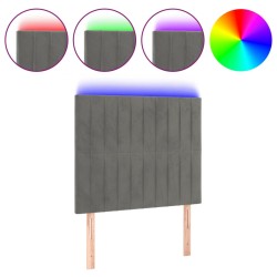 vidaXL LED Kopfteil Hellgrau 90x5x118/128 cm Samt