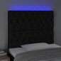 vidaXL LED Kopfteil Schwarz 100x7x118/128 cm Stoff