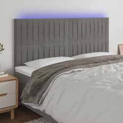 vidaXL LED Kopfteil Hellgrau 180x5x118/128 cm Samt