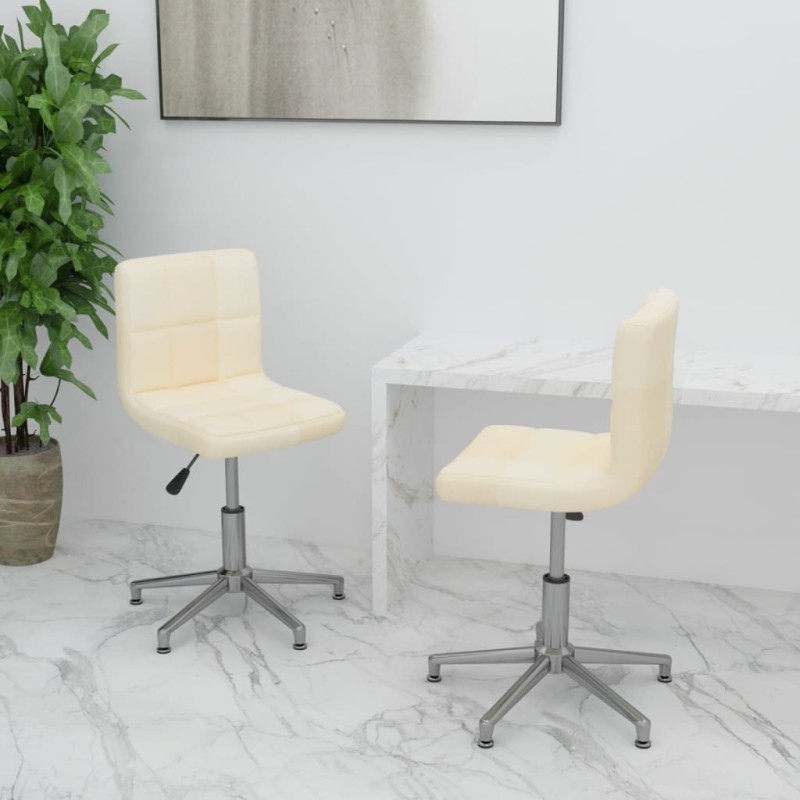 Esszimmerstühle 2 Stk. Drehbar Creme Stoff Esszimmerstühle 2 Stk. Drehbar Creme Stoff