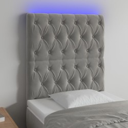 vidaXL LED Kopfteil Hellgrau 80x7x118/128 cm Samt