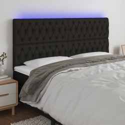 vidaXL LED Kopfteil Schwarz 180x7x118/128 cm Stoff