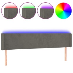 vidaXL LED Kopfteil Dunkelgrau 203x16x78/88 cm Samt