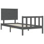 Massivholzbett mit Kopfteil Grau 100x200 cm Massivholzbett mit Kopfteil Grau 100x200 cm