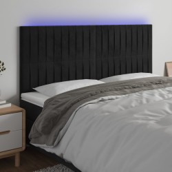 vidaXL LED Kopfteil Schwarz 200x5x118/128 cm Samt 