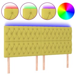 vidaXL LED Kopfteil Grün 200x7x118/128 cm Stoff
