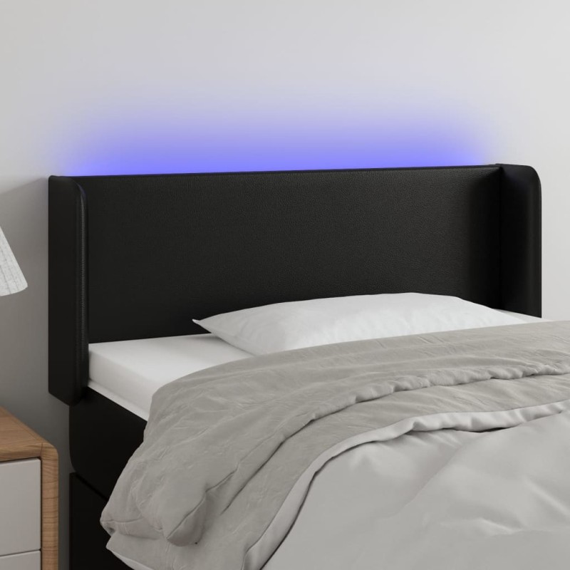 vidaXL LED Kopfteil Schwarz 103x16x78/88 cm Kunstleder