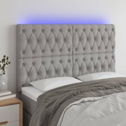 vidaXL LED Kopfteil Hellgrau 160x7x118/128 cm Stoff
