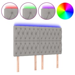 vidaXL LED Kopfteil Hellgrau 160x7x118/128 cm Stoff