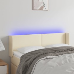 vidaXL LED Kopfteil Creme 147x16x78/88 cm Kunstleder