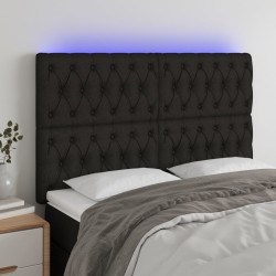 vidaXL LED Kopfteil Schwarz 160x7x118/128 cm Stoff