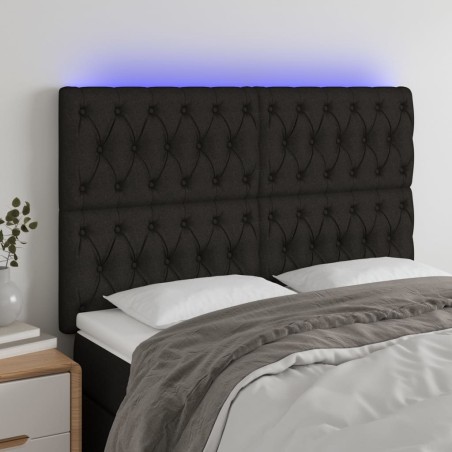 vidaXL LED Kopfteil Schwarz 160x7x118/128 cm Stoff