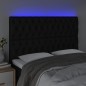 vidaXL LED Kopfteil Schwarz 160x7x118/128 cm Stoff