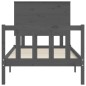 Massivholzbett mit Kopfteil Grau 100x200 cm Massivholzbett mit Kopfteil Grau 100x200 cm