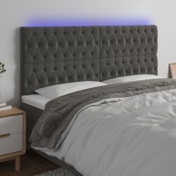vidaXL LED Kopfteil Dunkelgrau 180x7x118/128 cm Samt