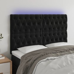 vidaXL LED Kopfteil Schwarz 144x7x118/128 cm Samt