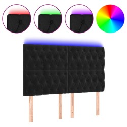 vidaXL LED Kopfteil Schwarz 144x7x118/128 cm Samt