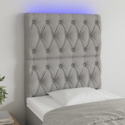 vidaXL LED Kopfteil Hellgrau 80x7x118/128 cm Stoff
