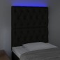 vidaXL LED Kopfteil Schwarz 80x7x118/128 cm Stoff