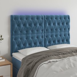 vidaXL LED Kopfteil Dunkelblau 160x7x118/128 cm Samt