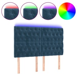 vidaXL LED Kopfteil Dunkelblau 160x7x118/128 cm Samt