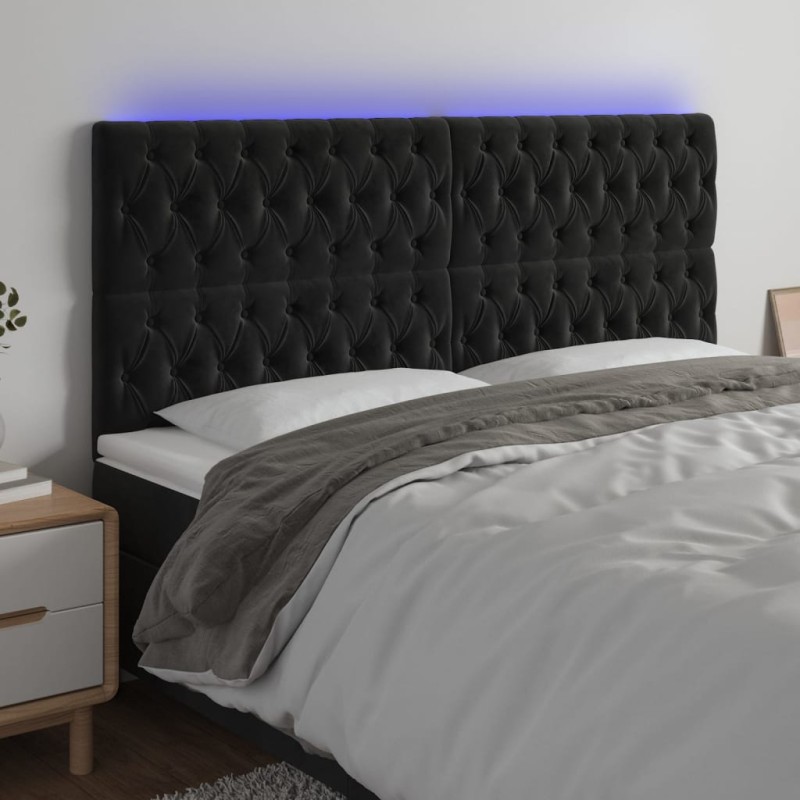 vidaXL LED Kopfteil Schwarz 200x7x118/128 cm Samt vidaXL LED Kopfteil Schwarz 200x7x118/128 cm Samt
