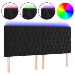 vidaXL LED Kopfteil Schwarz 200x7x118/128 cm Samt