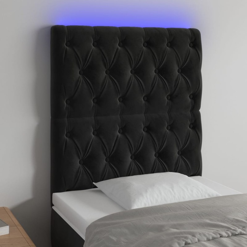vidaXL LED Kopfteil Schwarz 80x7x118/128 cm Samt vidaXL LED Kopfteil Schwarz 80x7x118/128 cm Samt