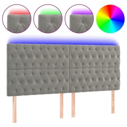 vidaXL LED Kopfteil Hellgrau 200x7x118/128 cm Samt