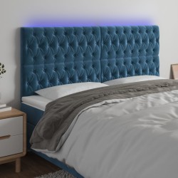 vidaXL LED Kopfteil Dunkelblau 200x7x118/128 cm Samt